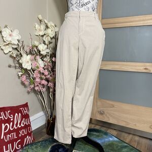 Tommy Hilfiger Women Striped Straight Leg Pants Cotton Blend Cream White Sz 10